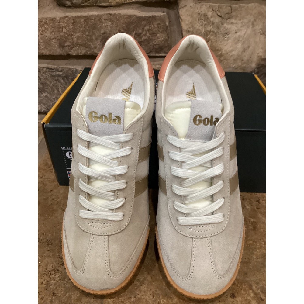 Gola Elan Trainer Bone Light Caramel Terracotta Suede Sneakers Size Womens 8 New - Picture 3 of 8